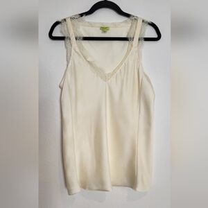 Stella & Dot Cream Lace Accent Blouse Size Large